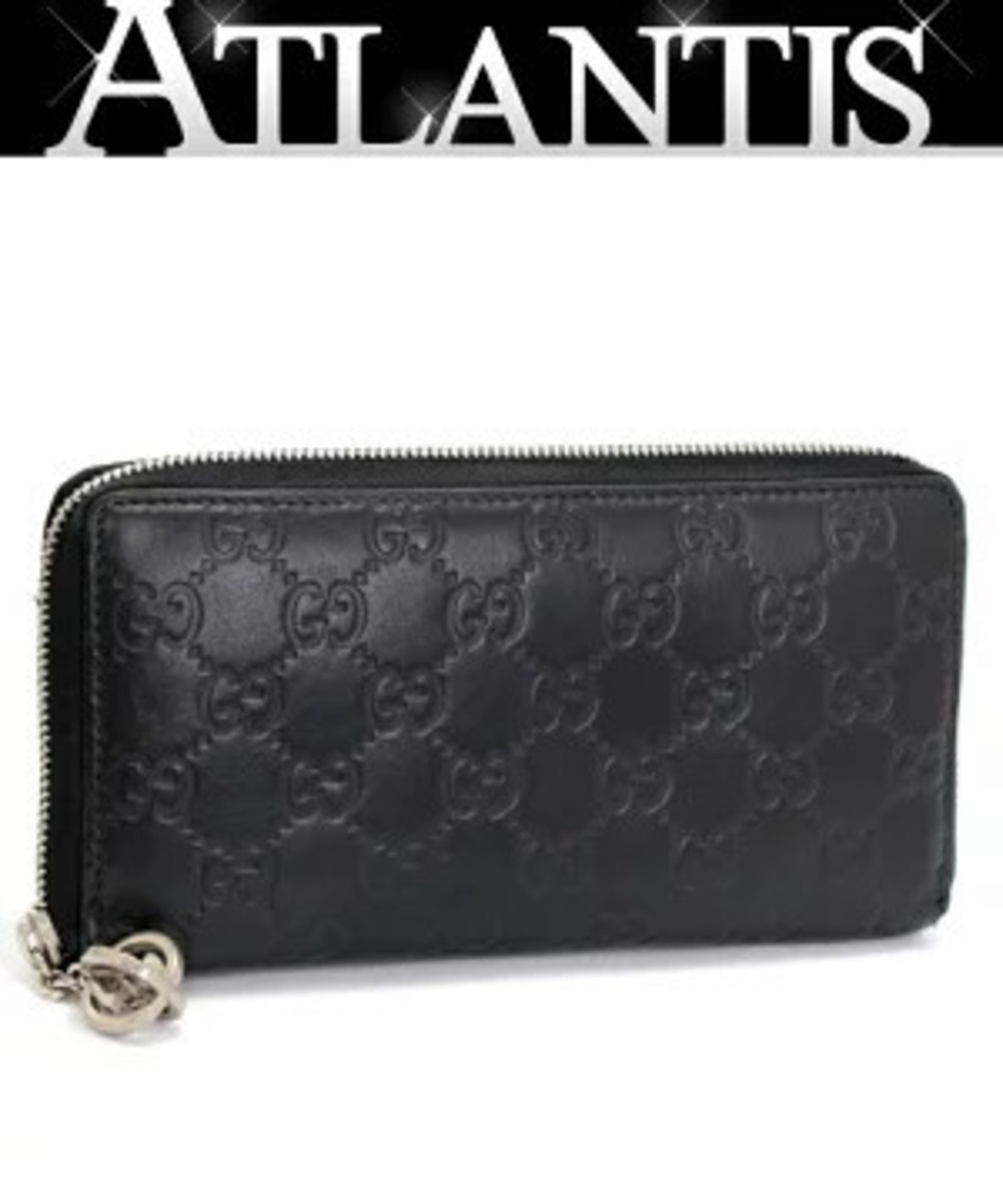 Gucci Guccissima Round Zipper Long Wallet Leather Black